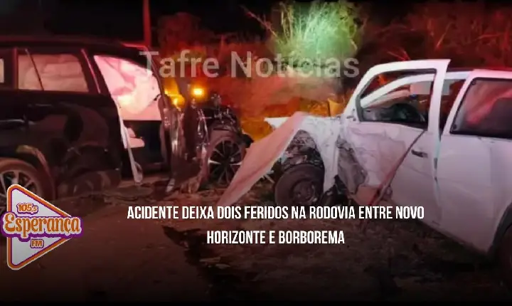 Acidente deixa dois feridos na rodovia entre Novo Horizonte e Borborema
