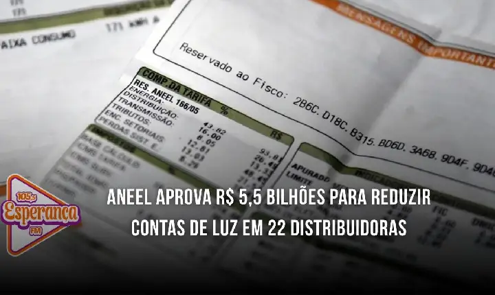 Aneel aprova R$ 5,5 bilhões para reduzir contas de luz em 22 distribuidoras
