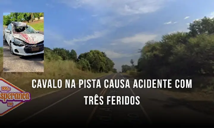 Cavalo na pista causa acidente com três feridos