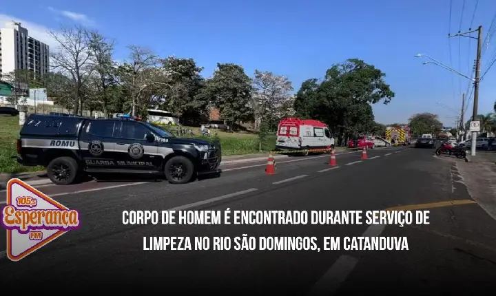 Corpo de homem é encontrado durante serviço de limpeza no Rio São Domingos, em Catanduva