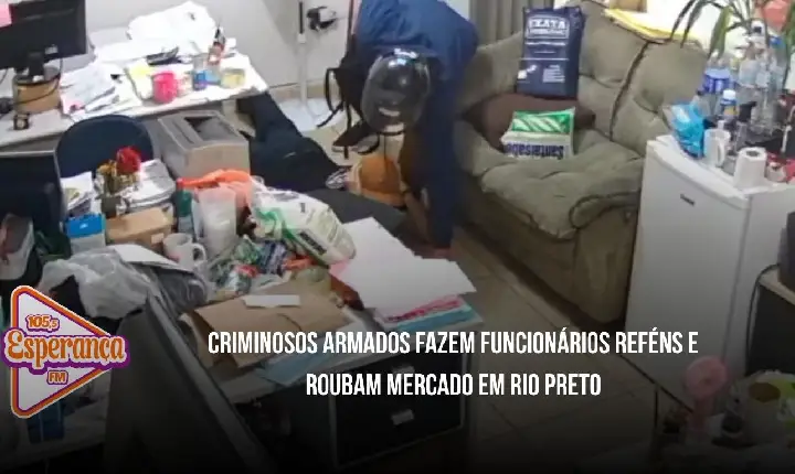 Criminosos armados fazem funcionários reféns e roubam mercado em Rio Preto