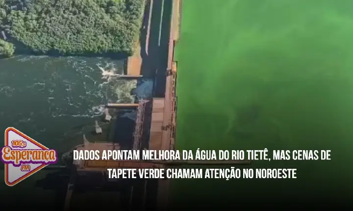 Dados apontam melhora da água do Rio Tietê, mas cenas de tapete verde chamam atenção no Noroeste