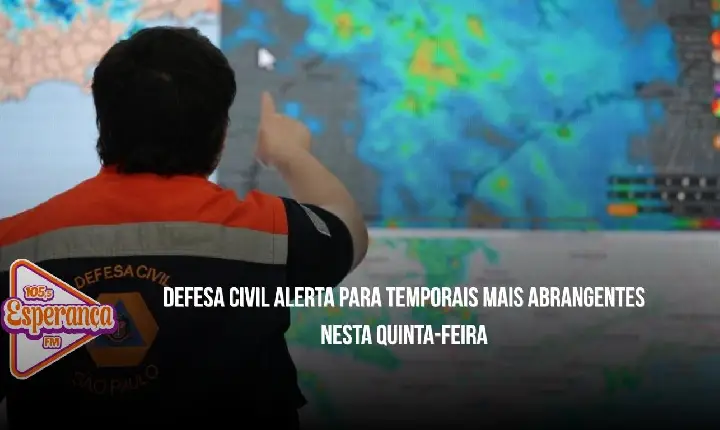 Defesa Civil alerta para temporais mais abrangentes nesta quinta-feira