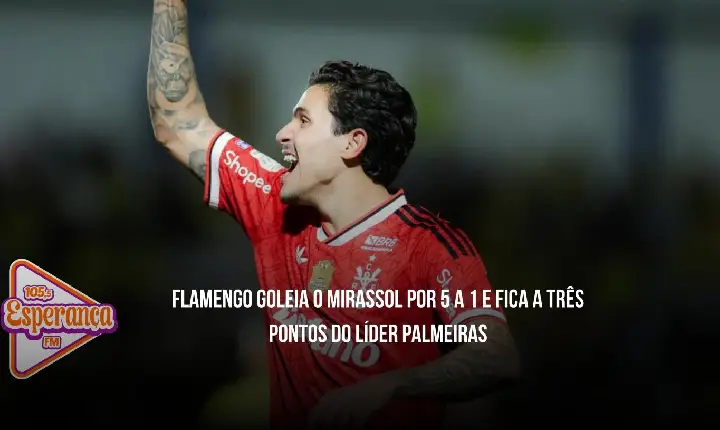 Flamengo goleia o Mirassol por 5 a 1 e fica a três pontos do líder Palmeiras