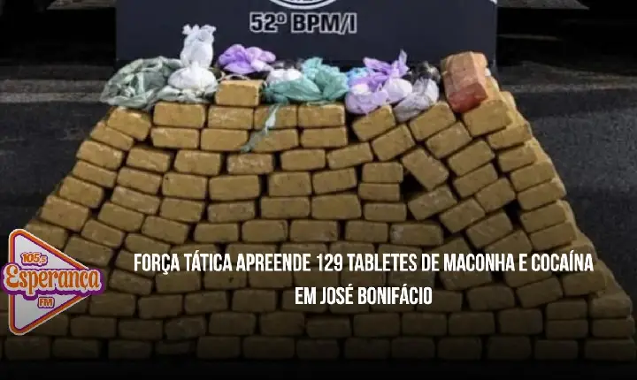 Força Tática apreende 129 tabletes de maconha e cocaína em José Bonifácio