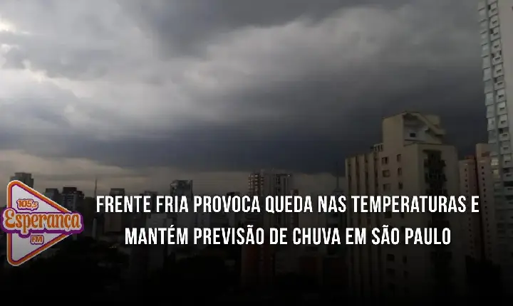 Frente fria provoca queda nas temperaturas e mantém previsão de chuva em São Paulo