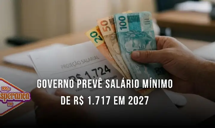 Governo prevê salário mínimo de R$ 1.717 em 2027