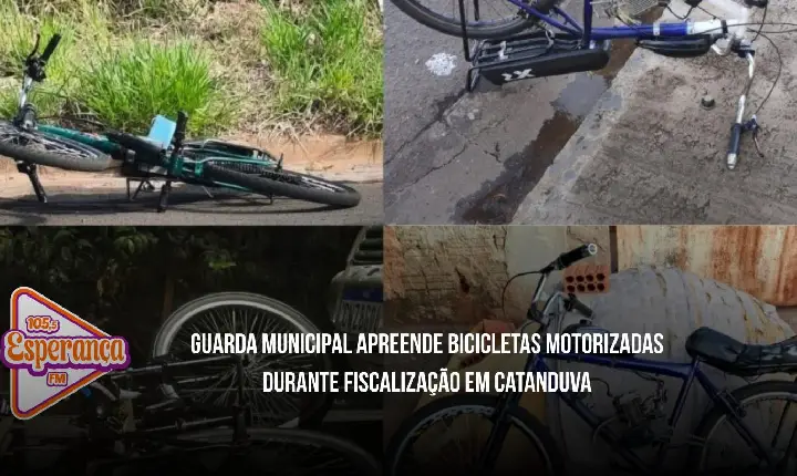 Guarda Municipal apreende bicicletas motorizadas durante fiscalização em Catanduva
