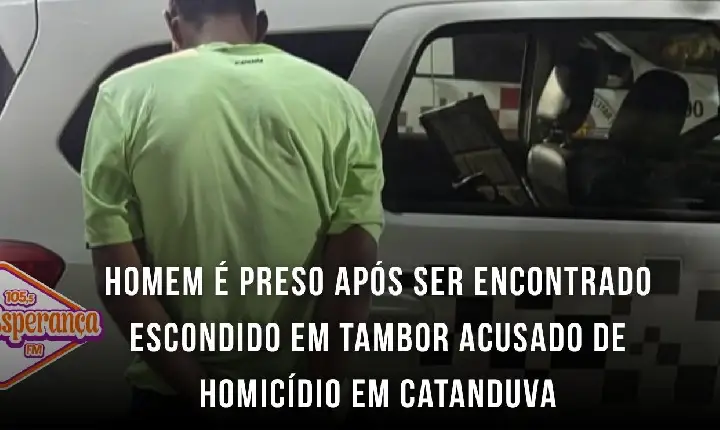 Homem é preso após ser encontrado escondido em tambor acusado de homicídio em Catanduva