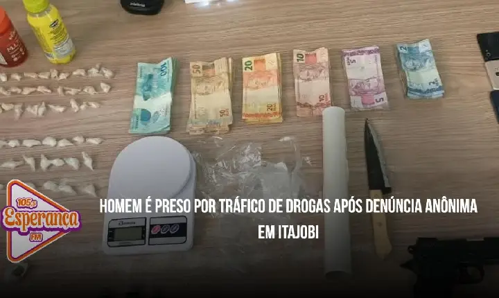 Homem é preso por tráfico de drogas após denúncia anônima em Itajobi
