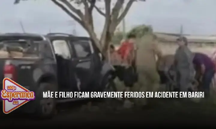 Mãe e filho ficam gravemente feridos em acidente em Bariri