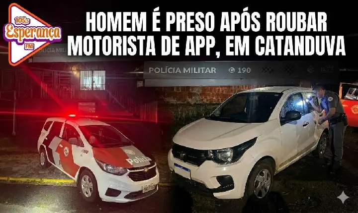 Motorista de app é alvo de assalto durante corrida em Catanduva