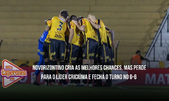 Novorizontino cria as melhores chances, mas perde para o líder Criciúma e fecha o turno no G-6 da Série B