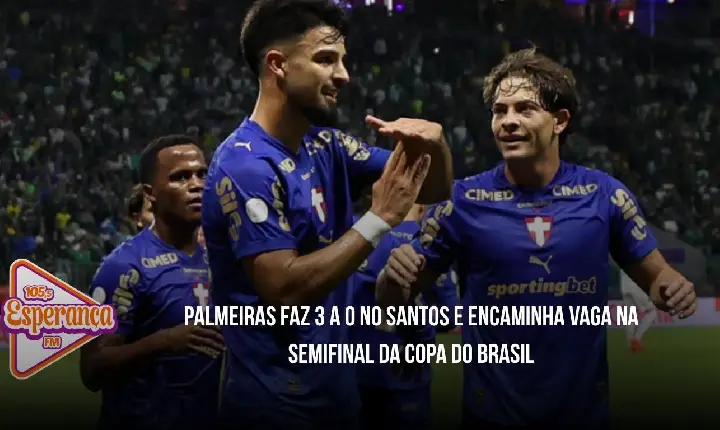 Palmeiras faz 3 a 0 no Santos e encaminha vaga na semifinal da Copa do Brasil
