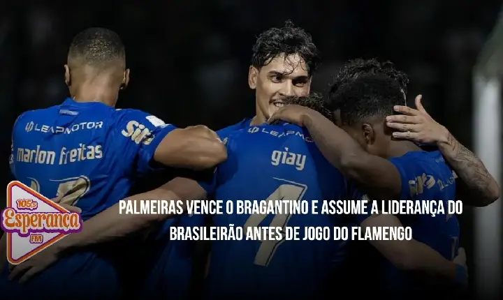 Palmeiras vence o Bragantino e assume a liderança do Brasileirão antes de jogo do Flamengo