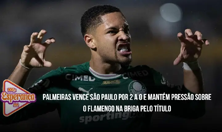 Palmeiras vence São Paulo por 2 a 0 e mantém pressão sobre o Flamengo na briga pelo título