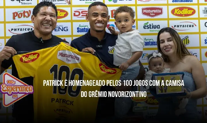 Patrick é homenageado pelos 100 jogos com a camisa do Grêmio Novorizontino