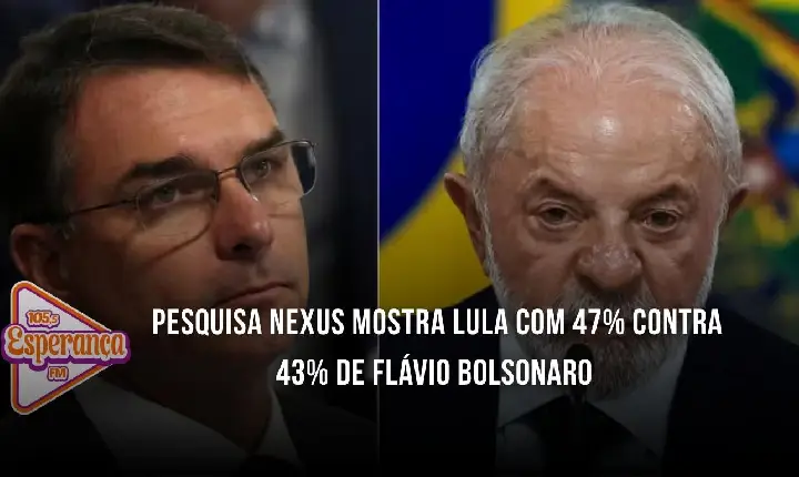 Pesquisa Nexus mostra Lula com 47% contra 43% de Flávio Bolsonaro