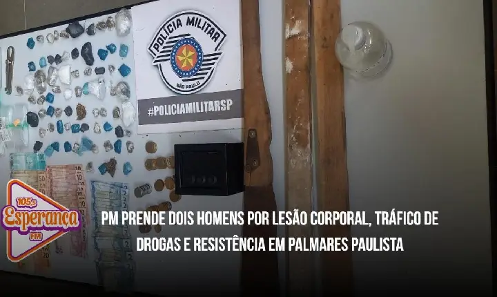 PM prende dois homens por lesão corporal, tráfico de drogas e resistência em Palmares Paulista