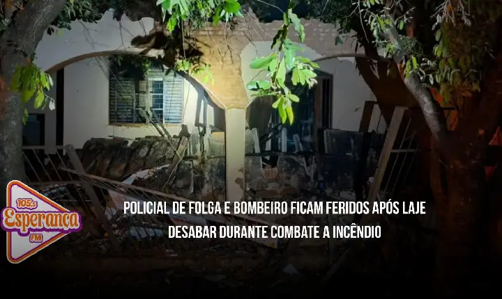 Policial de folga e bombeiro ficam feridos após laje desabar durante combate a incêndio