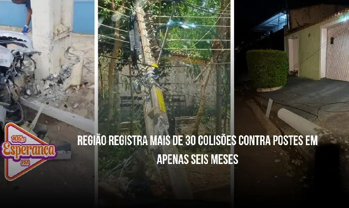Região registra mais de 30 colisões contra postes em apenas seis meses