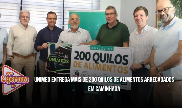 Unimed entrega mais de 200 quilos de alimentos arrecadados em caminhada