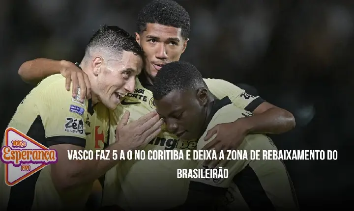 Vasco faz 5 a 0 no Coritiba e deixa a zona de rebaixamento do Brasileirão