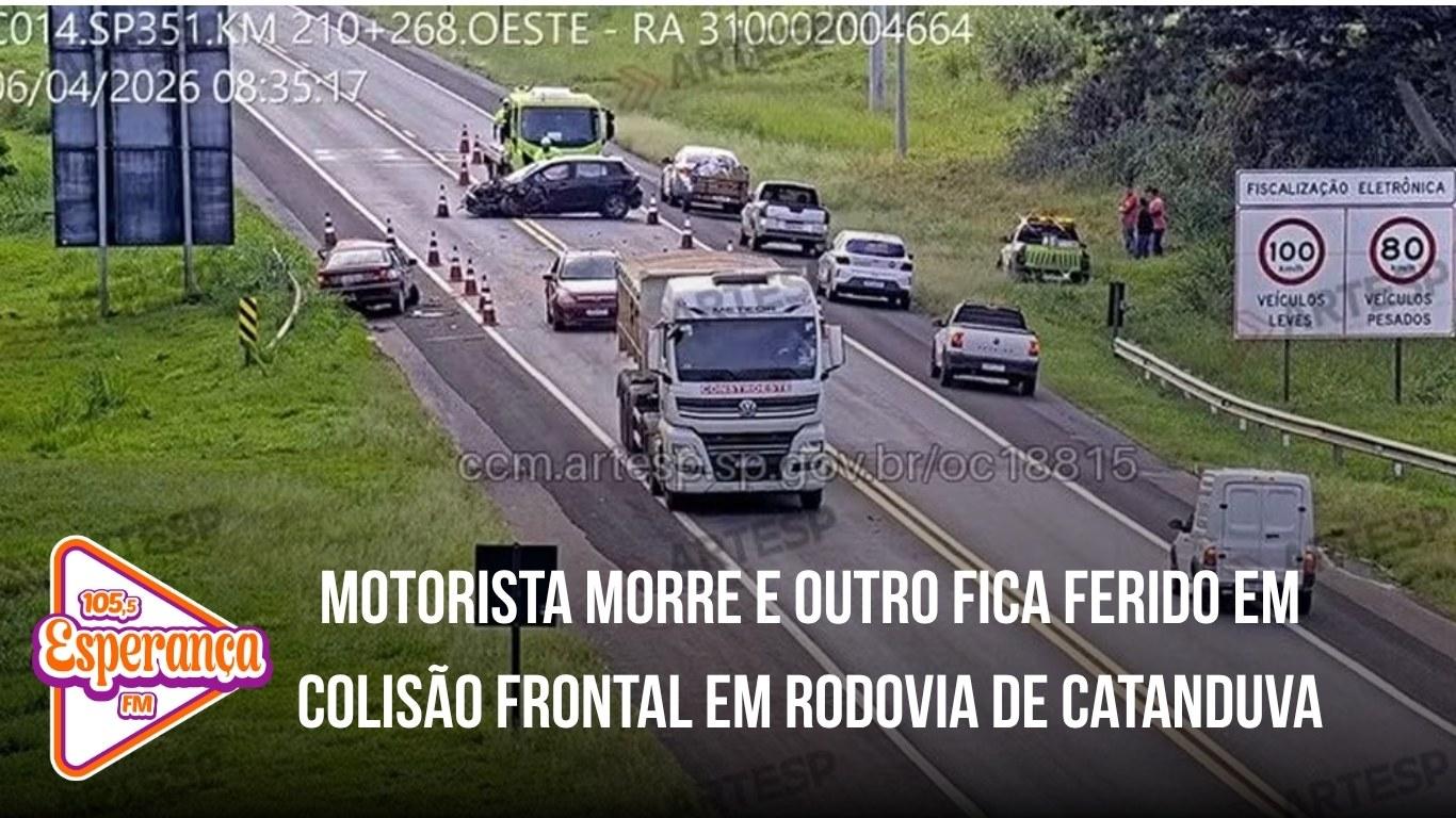 Motorista morre e outro fica ferido em colisão frontal em rodovia de Catanduva