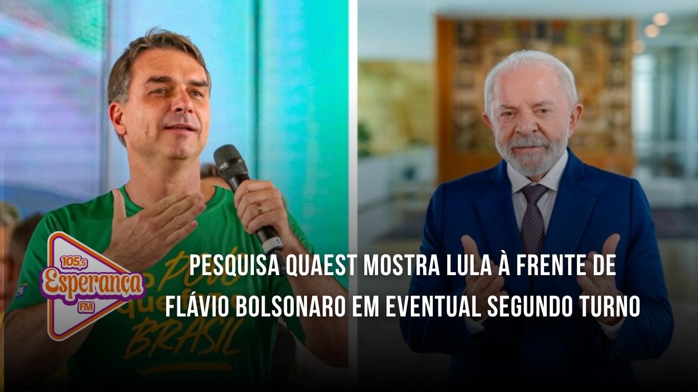 Pesquisa Quaest mostra Lula à frente de Flávio Bolsonaro em eventual segundo turno