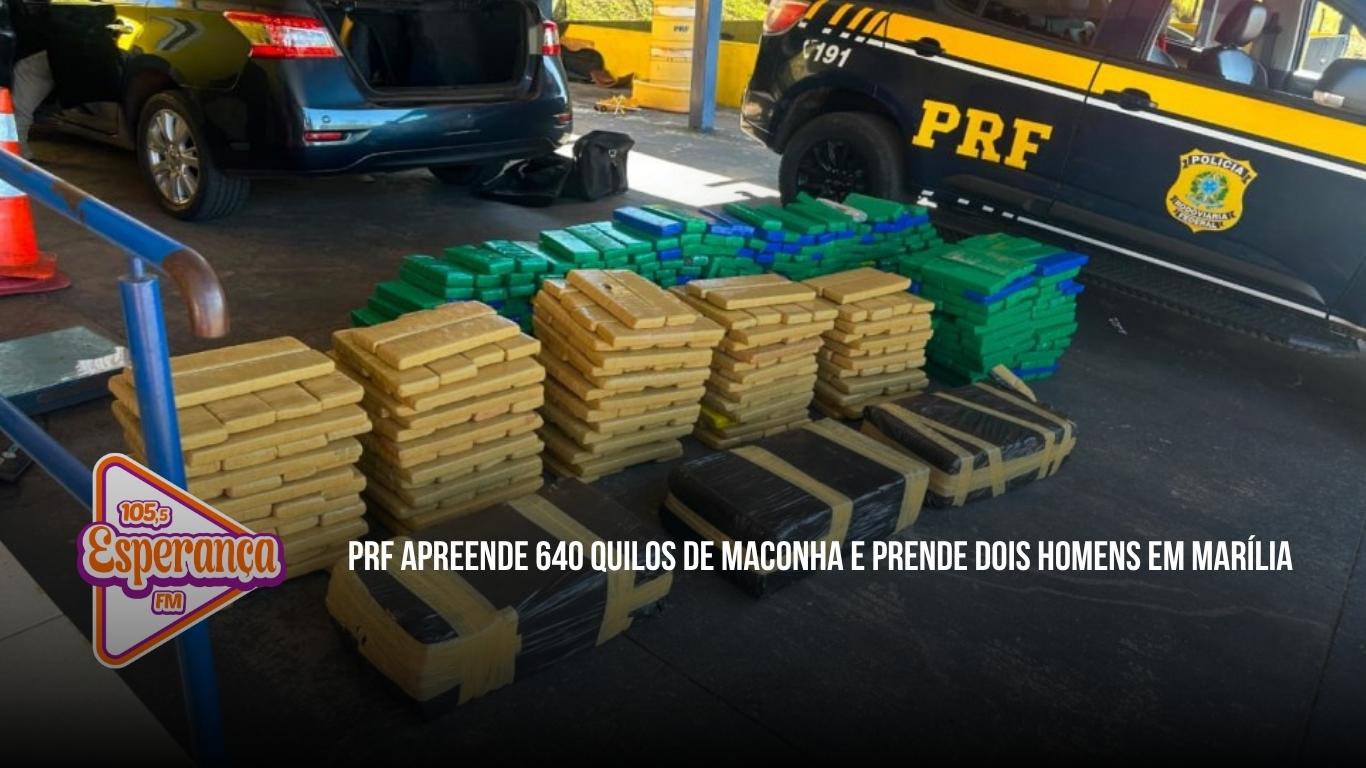 PRF apreende 640 quilos de maconha e prende dois homens em Marília
