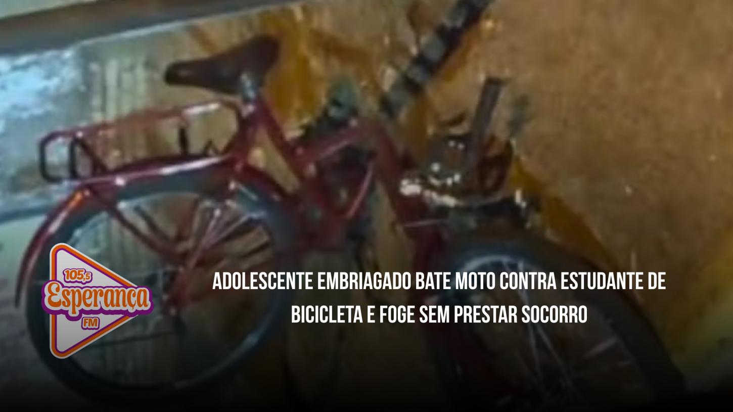 Adolescente embriagado bate moto contra estudante de bicicleta e foge sem prestar socorro