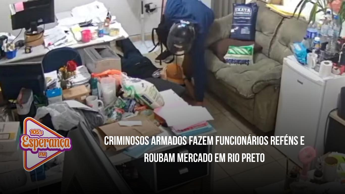 Criminosos armados fazem funcionários reféns e roubam mercado em Rio Preto