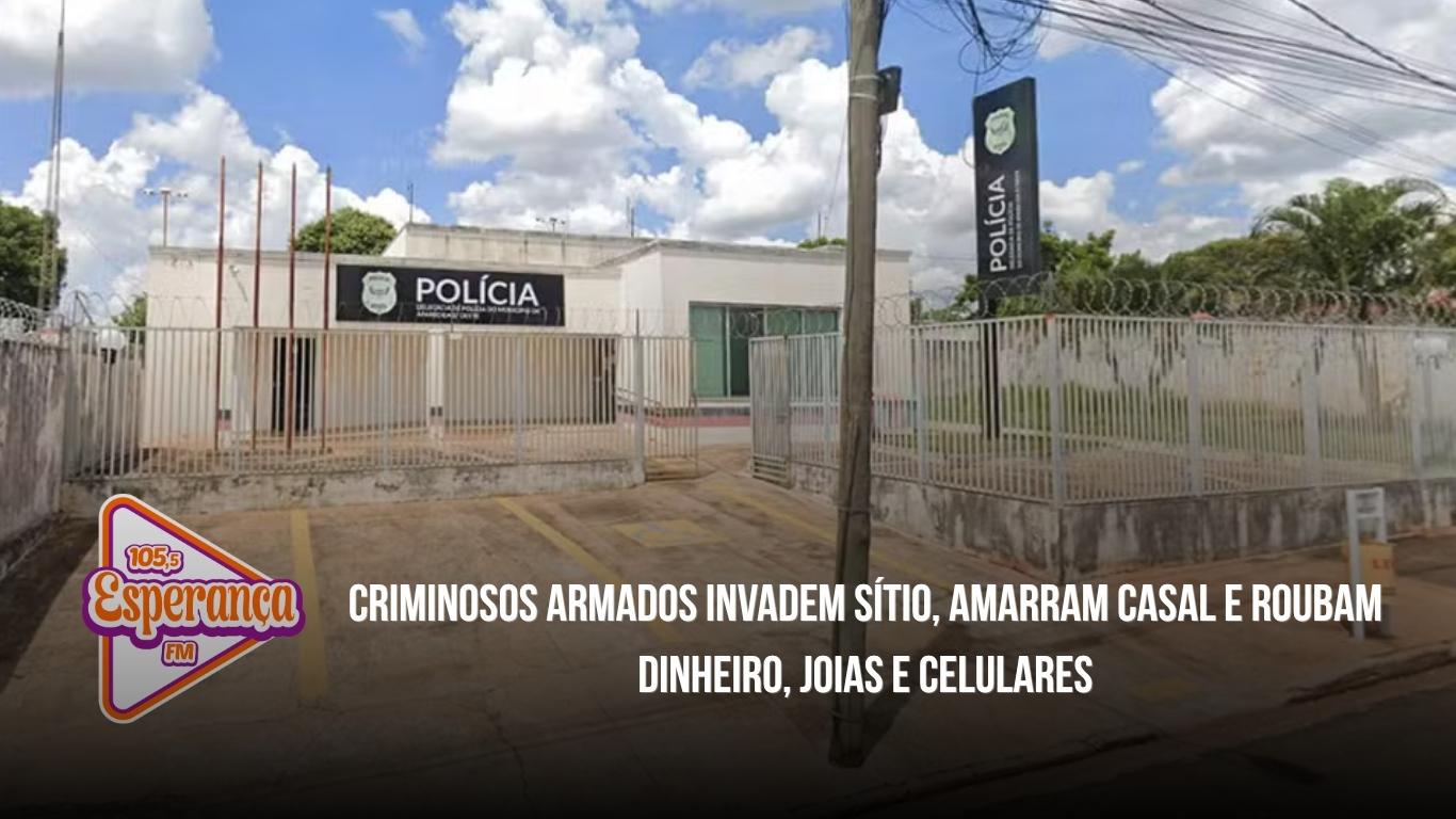 Criminosos armados invadem sítio, amarram casal e roubam dinheiro, joias e celulares