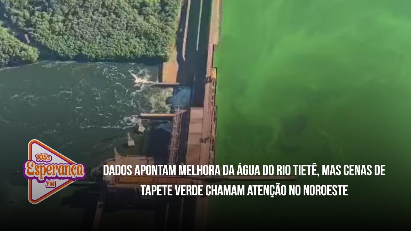 Dados apontam melhora da água do Rio Tietê, mas cenas de tapete verde chamam atenção no Noroeste