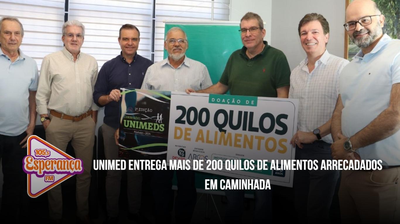 Unimed entrega mais de 200 quilos de alimentos arrecadados em caminhada
